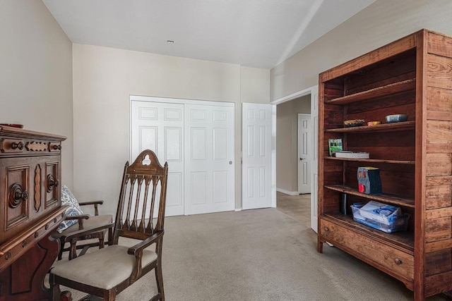 living area with carpet flooring