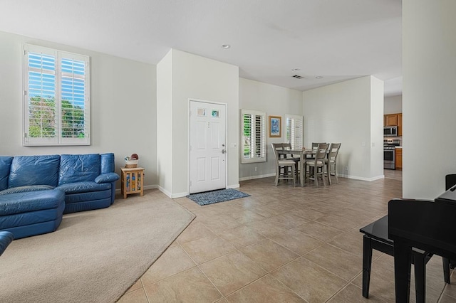 view of tiled living room