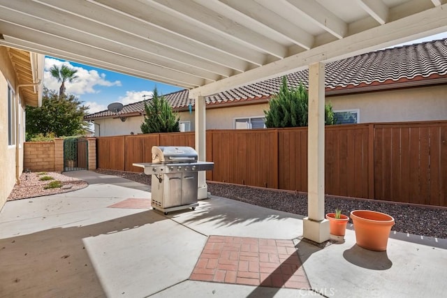 view of patio / terrace featuring a grill