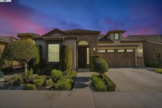 view of front of property with a garage