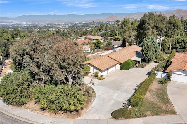 aerial view with a mountain view