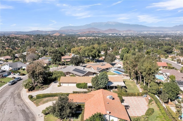 bird's eye view with a mountain view