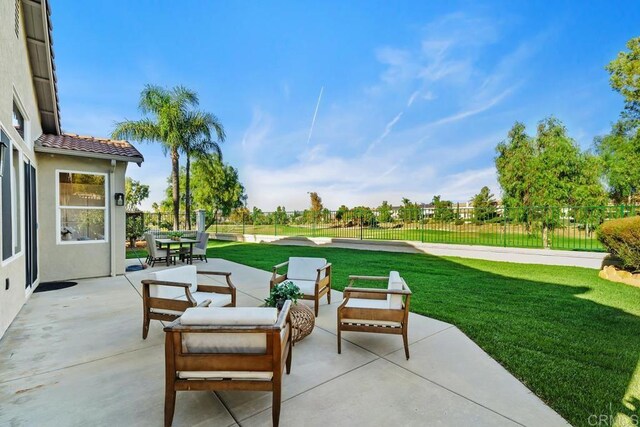 view of patio featuring an outdoor hangout area