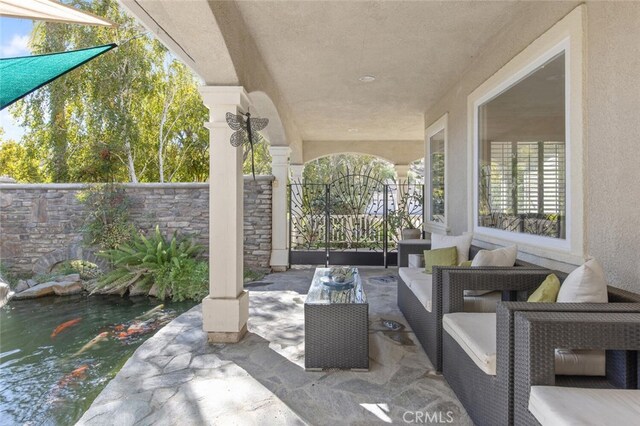 view of patio with an outdoor living space