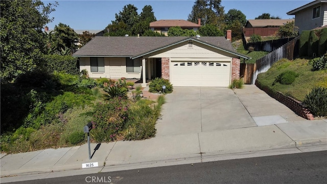 single story home with a garage