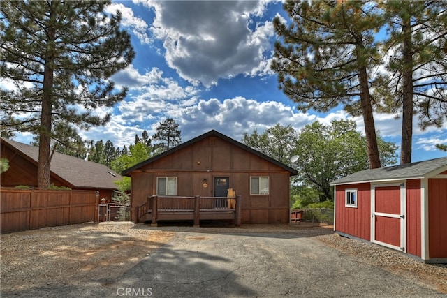 rear view of house with a shed