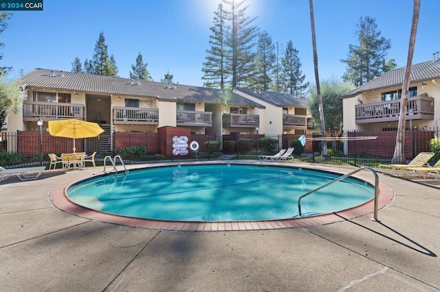 view of pool featuring a patio