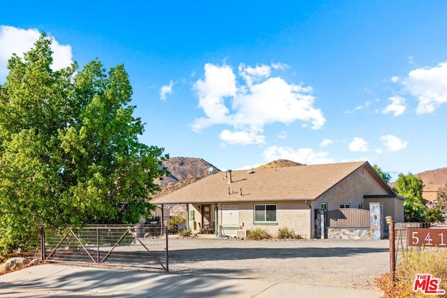 view of front facade with a mountain view