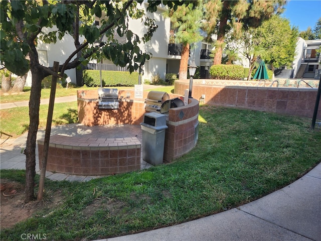 view of yard featuring exterior kitchen