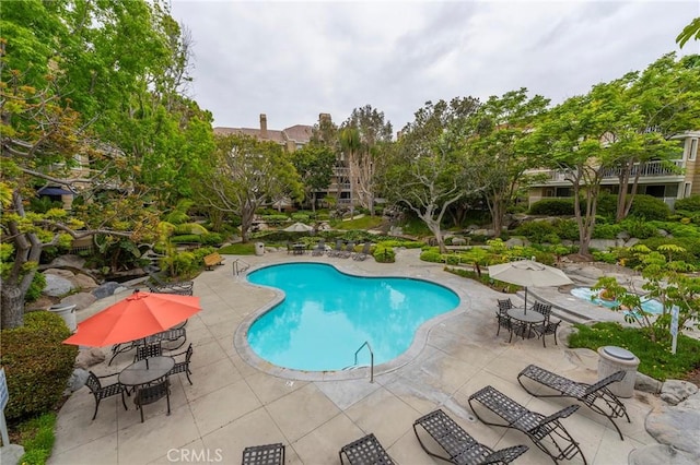 view of pool with a patio area