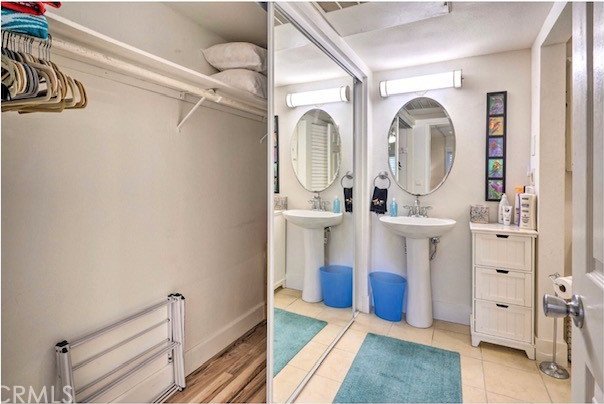 bathroom featuring hardwood / wood-style flooring and sink