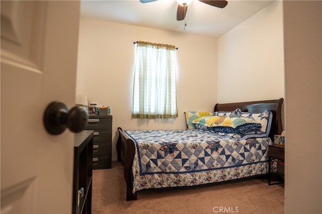 bedroom with carpet floors and ceiling fan