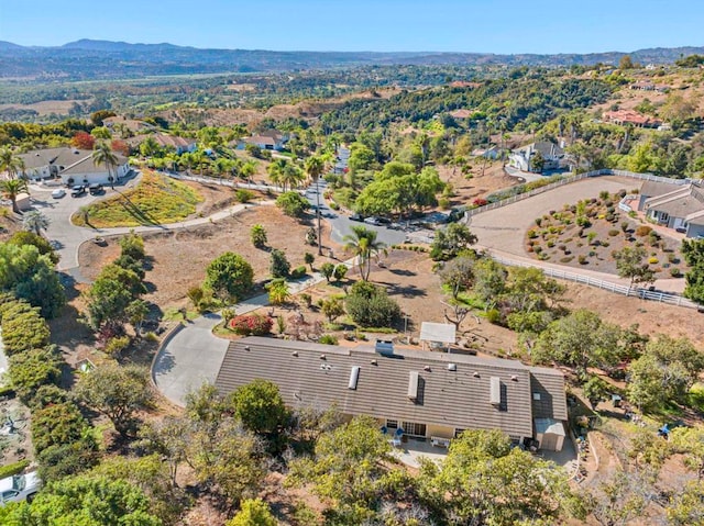 bird's eye view with a mountain view