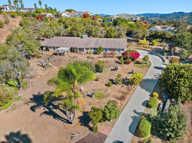 aerial view featuring a mountain view