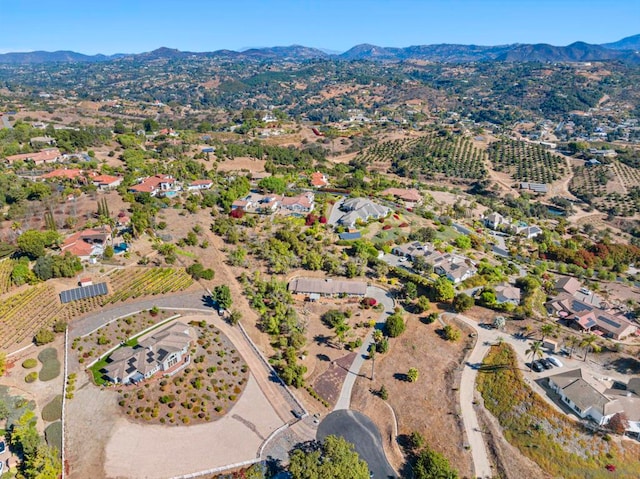 birds eye view of property featuring a mountain view