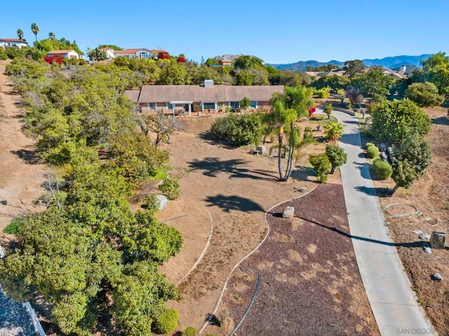 bird's eye view featuring a mountain view