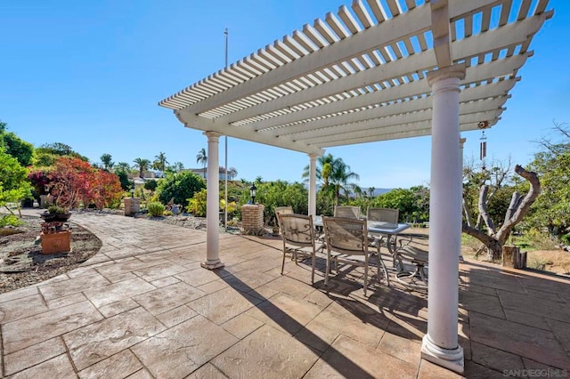 view of patio / terrace featuring a pergola