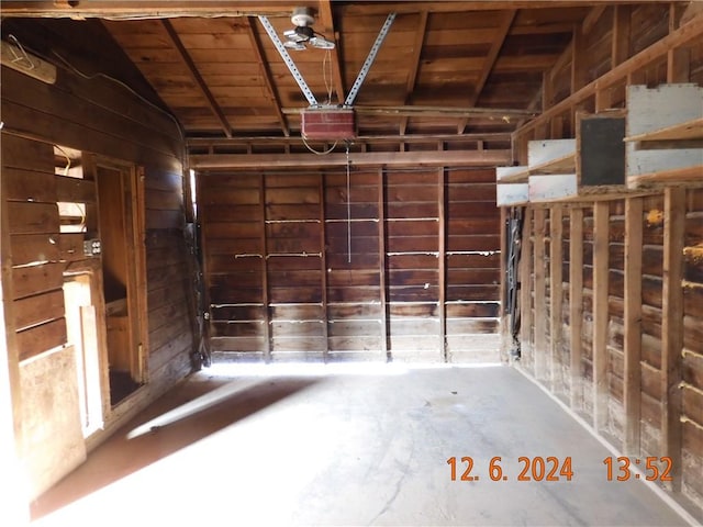 garage featuring wood ceiling