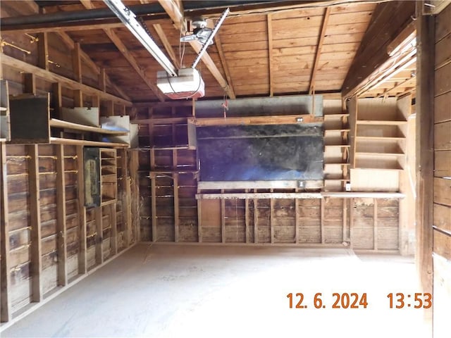 interior space with lofted ceiling and wood ceiling