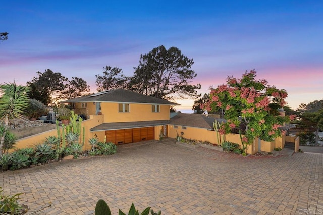 exterior space featuring a garage