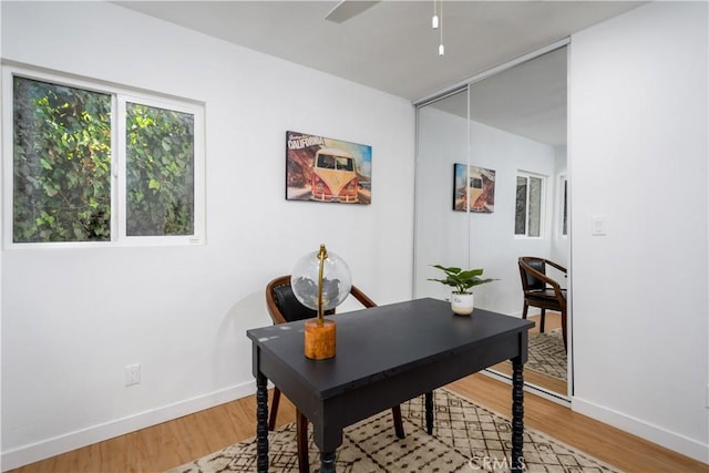 office area featuring hardwood / wood-style floors