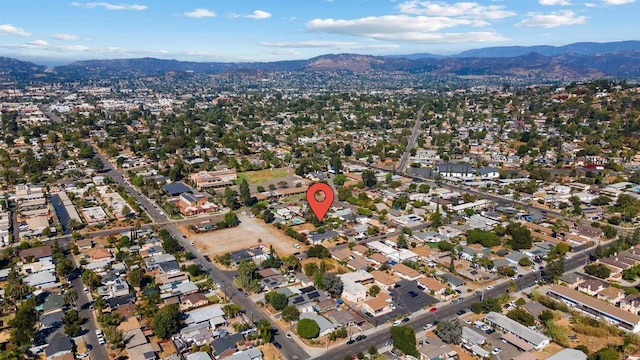 aerial view with a mountain view