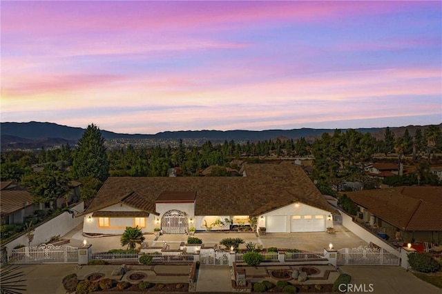 exterior space featuring a mountain view