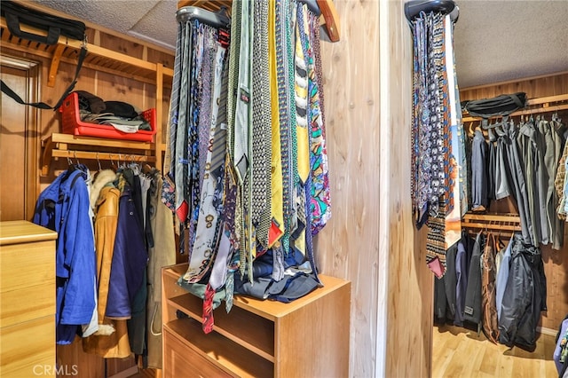 spacious closet with hardwood / wood-style floors