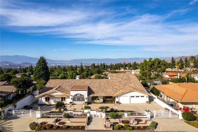 view of front of property with a mountain view