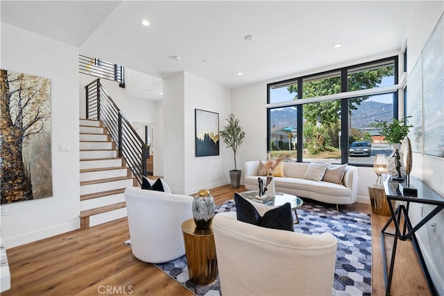 living room with wood-type flooring