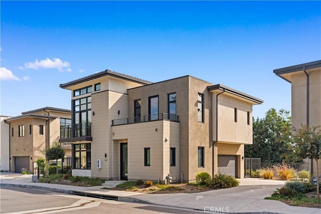 exterior space with a garage