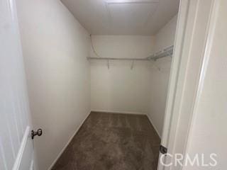 spacious closet with dark carpet