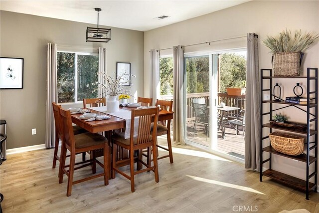 dining room with light hardwood / wood-style floors