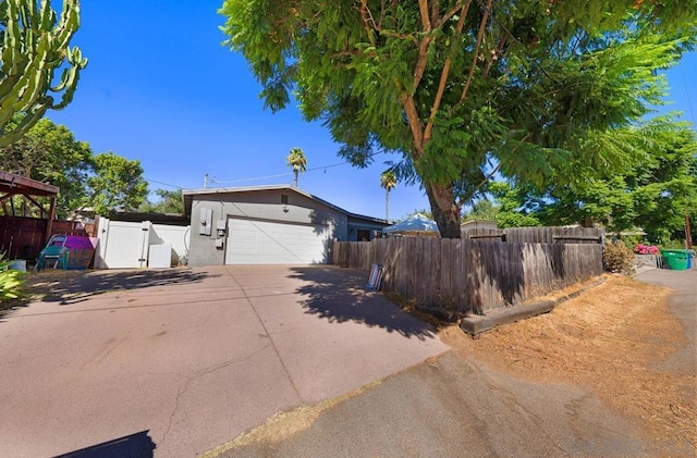 exterior space with a garage