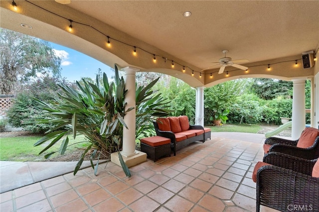 2550 E Jenny Ave, Fresno, CA 93720 - view of patio with an outdoor hangout area and ceiling fan