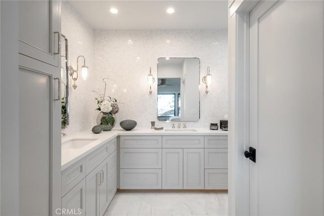 bathroom with backsplash and vanity