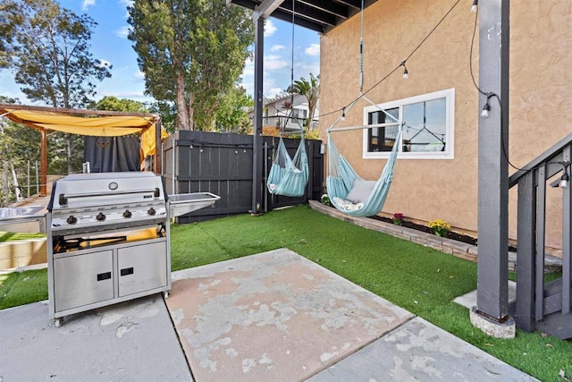 view of patio featuring area for grilling