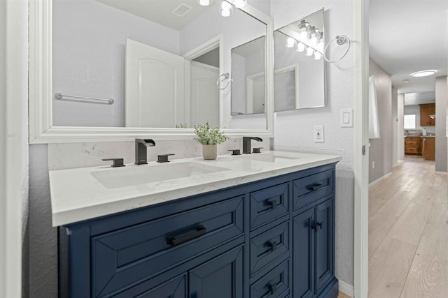 bathroom featuring wood-type flooring and vanity