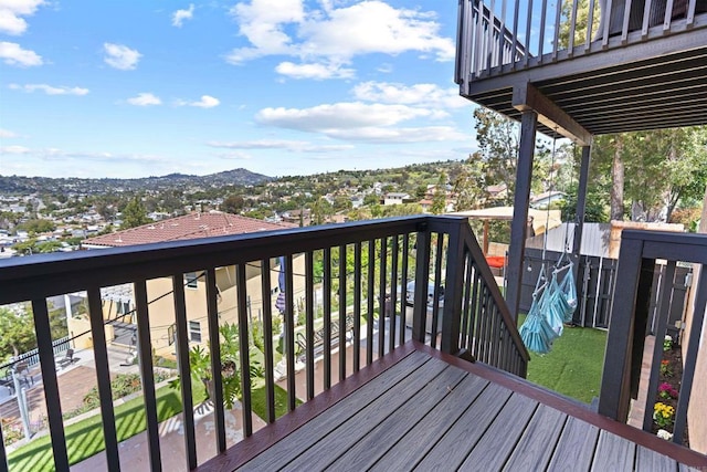 deck with a mountain view