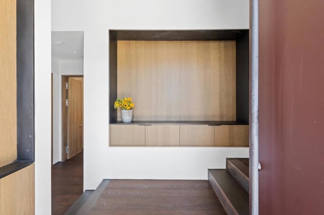 hall featuring dark hardwood / wood-style floors