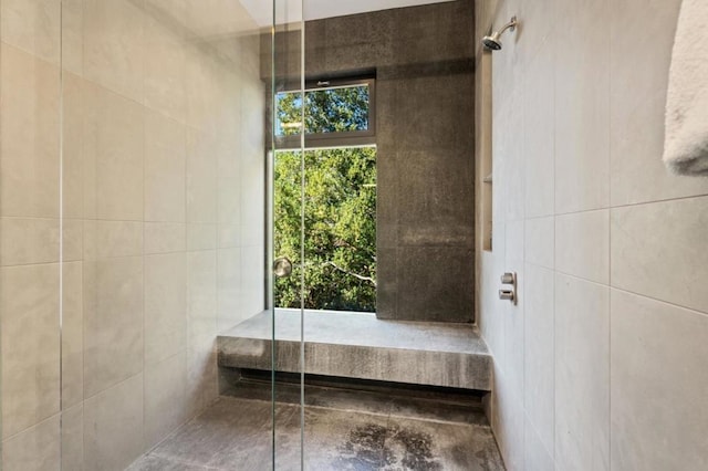 bathroom featuring walk in shower