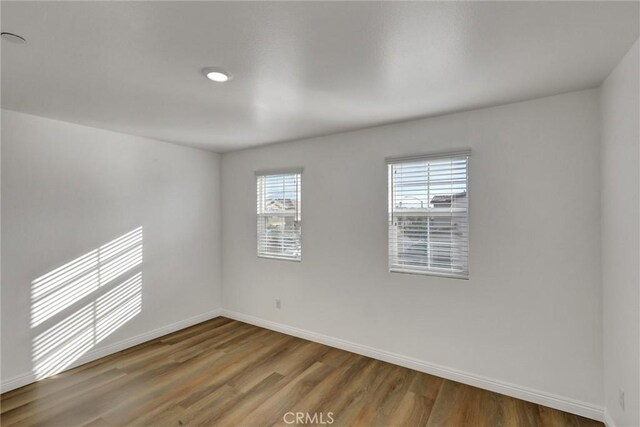 spare room featuring wood-type flooring