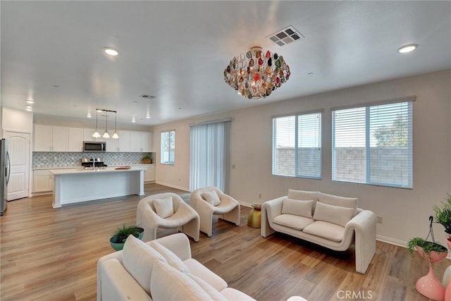 living room featuring light hardwood / wood-style flooring