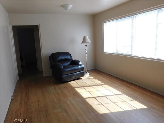 sitting room with light hardwood / wood-style floors