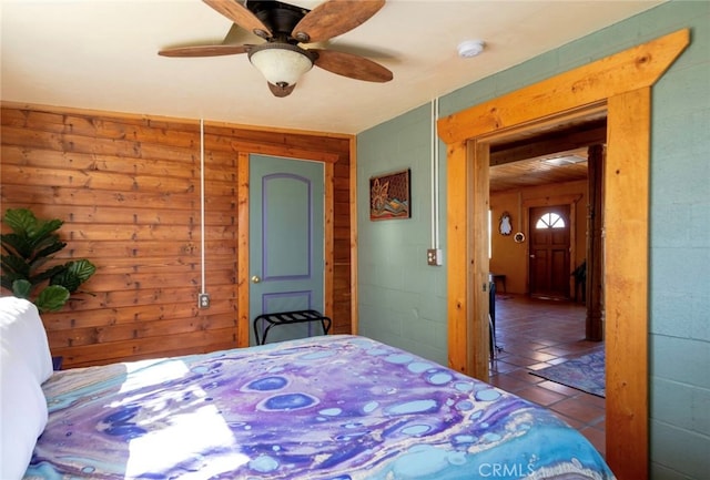 bedroom with a closet and ceiling fan