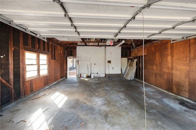 garage with wooden walls