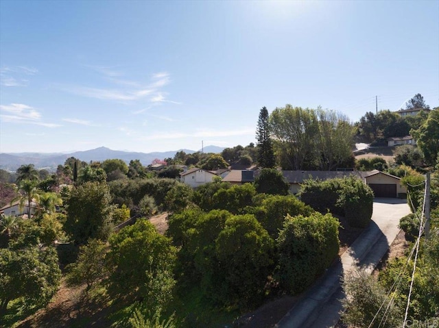 exterior space featuring a mountain view