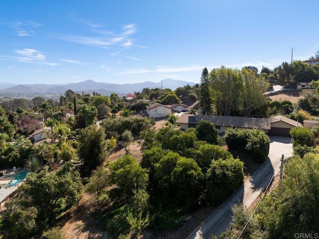 aerial view with a mountain view