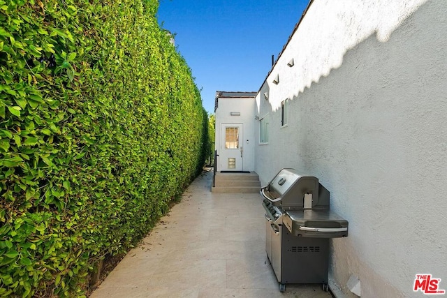 view of patio with area for grilling