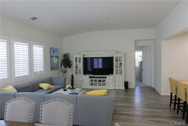 24819 Onyx Dr, Menifee, CA 92585 - living area with wood finished floors and lofted ceiling